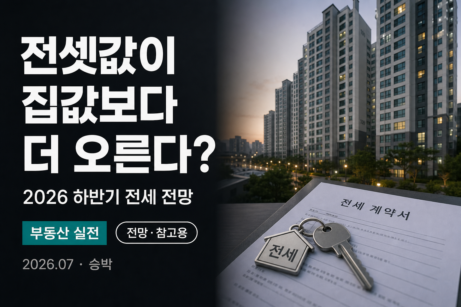 전셋값이 집값보다 더 오른다? 2026 하반기 전세 전망 정리